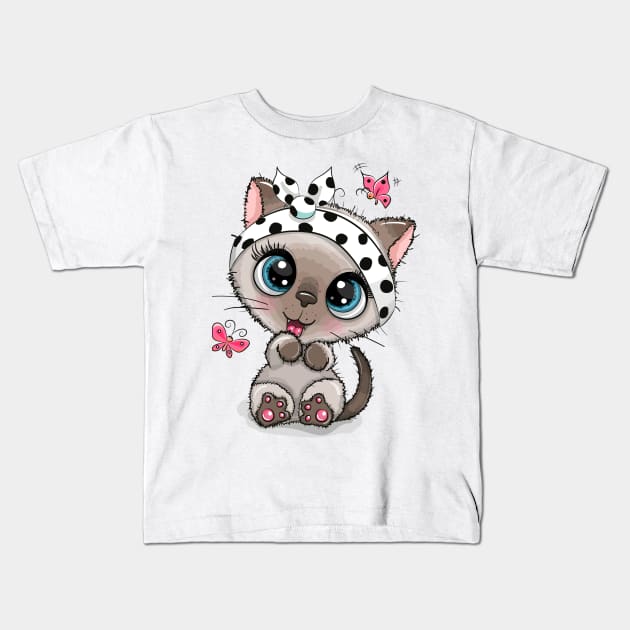 Cute kitten Kids T-Shirt by Reginast777